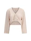 R13 Ribbed Button Cardigan In Pink