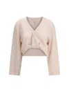 R13 Ribbed Button Cardigan In Pink
