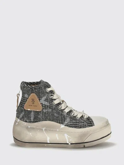 R13 Kurt Bicolor Canvas High-top Platform Sneakers With Back Zip In Multi