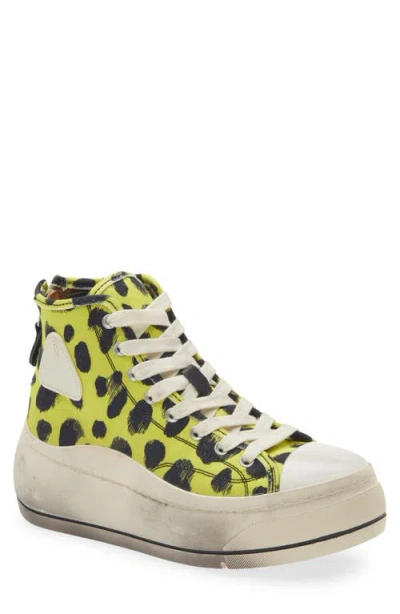 R13 Kurt Cheetah Print High Top Platform Sneaker In Green