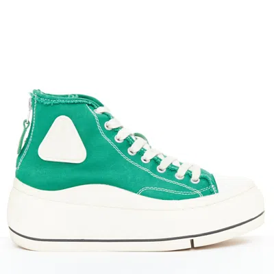 R13 Kurt Distressed Canvas Platform Sneakers In Green