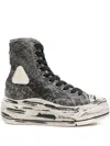 R13 Kurt Distressed-effect Zip-fastening Sneakers In Black
