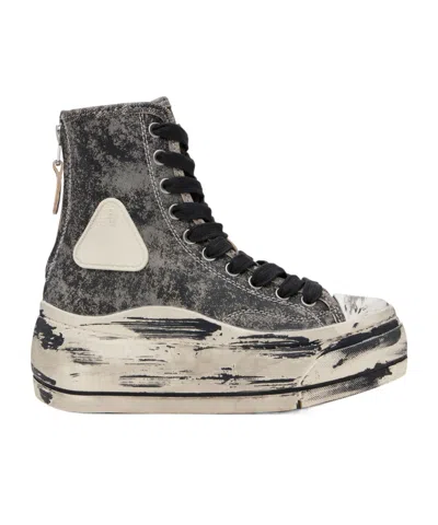 R13 Kurt Distressed-effect Zip-fastening Sneakers In Gray
