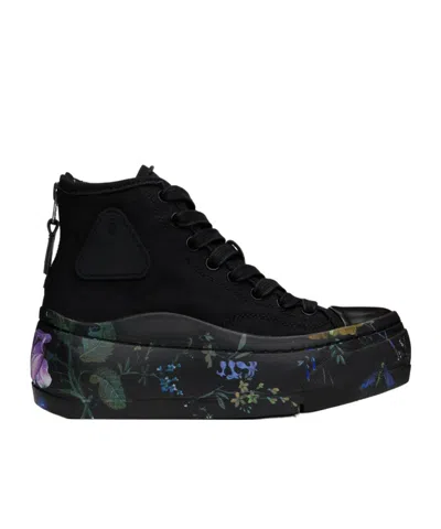 R13 Black Kurt High Top Sneakers In Black With Floral