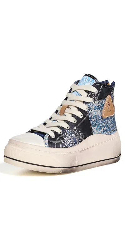 R13 Kurt High Top Sneakers Blue Bandana Print In Multi