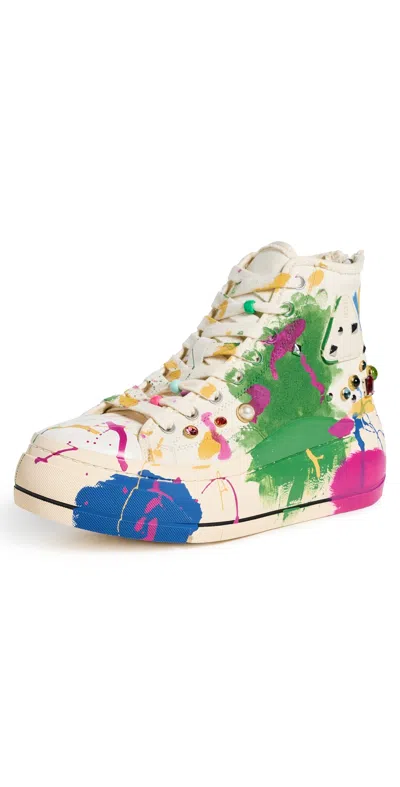 R13 Kurt High Top Sneakers Off White Paint Splatter In Multi