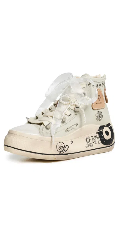 R13 Kurt High Top Sneakers Off White With Charms In Multi
