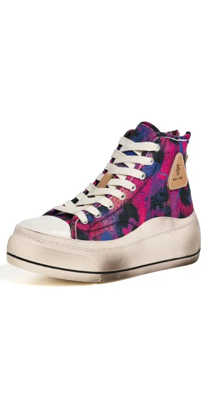 R13 Kurt High Top Sneakers Pink Cheetah Print In Multi