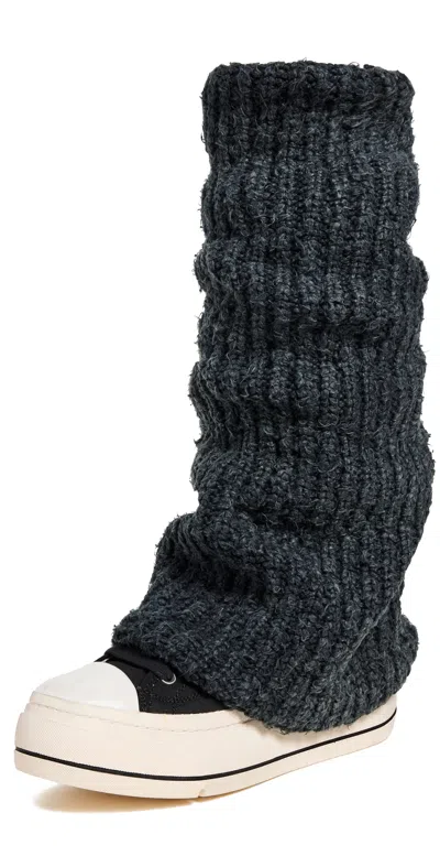 R13 Kurt High Top Sneakers With Warmer Washed Black Half Cardigan