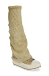 R13 Khaki Kurt High Top Warmer Sneakers In Light Khaki Plain Knit