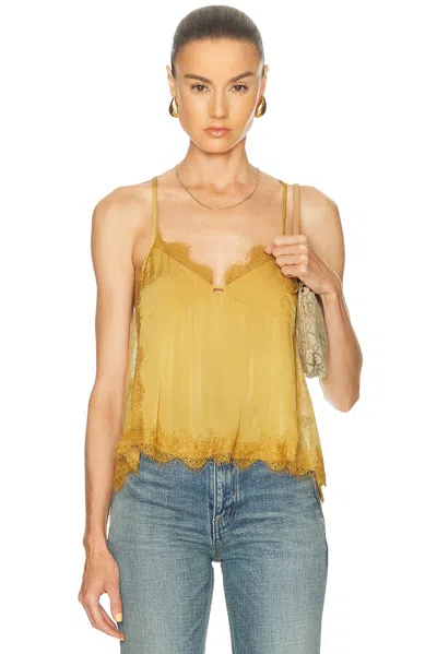 R13 Lace Trimmed Cami Top In Yellow