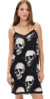 R13 Lace Trimmed Silk Slip Dress Skulls On Black