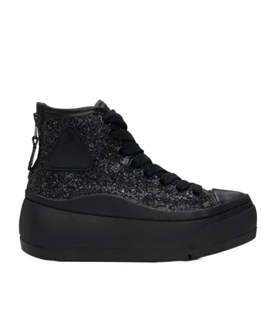 R13 Black Kurt High Top Sneakers In Black Sparkle
