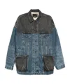 R13 Lacey Trucker Jacket Dawson Indigo Color Block In Blue
