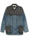 R13 Lacey Trucker Jacket Dawson Indigo Color Block In Blue