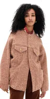R13 Lacey Trucker Jacket Red/cream In Multi
