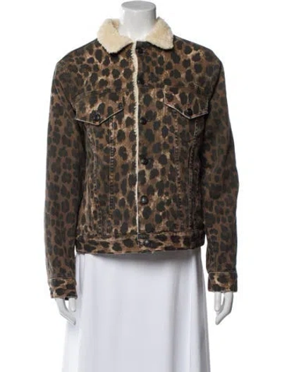 Pre-owned R13 Lamb Leather Animal Print Faux Fur Jacket In Neutral