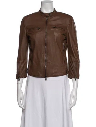 Pre-owned R13 Lambskin Biker Jacket In Brown