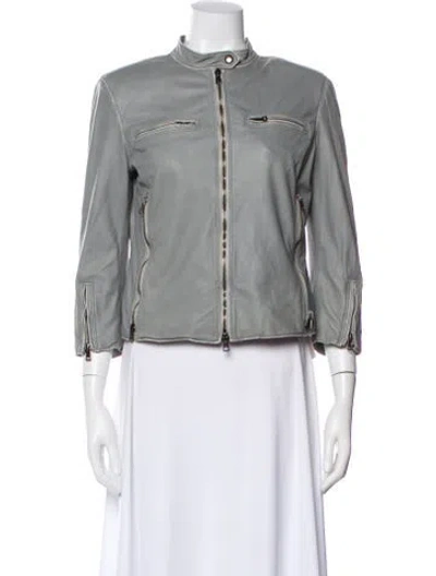 Pre-owned R13 Lambskin Biker Jacket In Gray