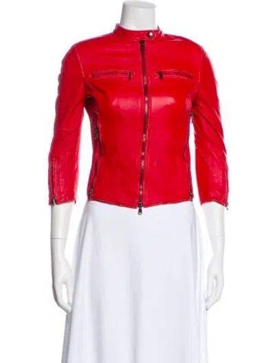 Pre-owned R13 Lambskin Biker Jacket In Red