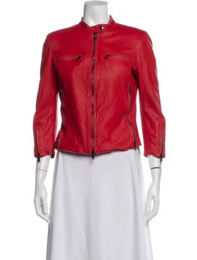 Pre-owned R13 Lambskin Biker Jacket In Red