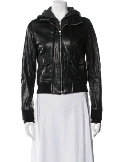 Pre-owned R13 Lambskin Bomber Jacket In Black