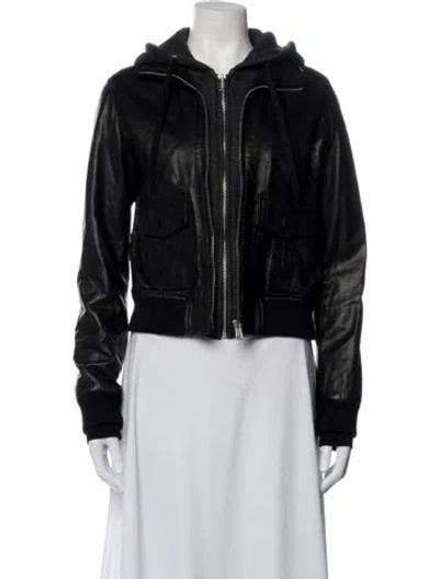 Pre-owned R13 Lambskin Bomber Jacket In Black