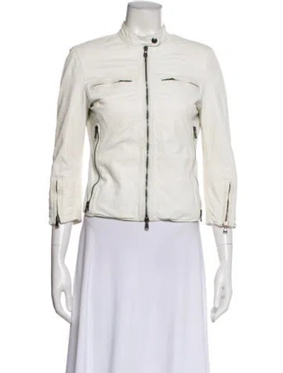 Pre-owned R13 Lambskin Bomber Jacket In White