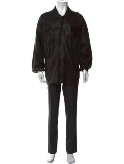 Pre-owned R13 Lambskin Long Sleeve Western Shirt W/ Tags In Black