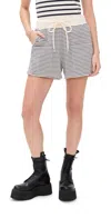 R13 Layered Pocket Sweatshorts Navy/ecru Narrow Stripe In Navy/ecru Narrow Stripe