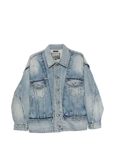 R13 Layered-effect Denim Jacket In Blue