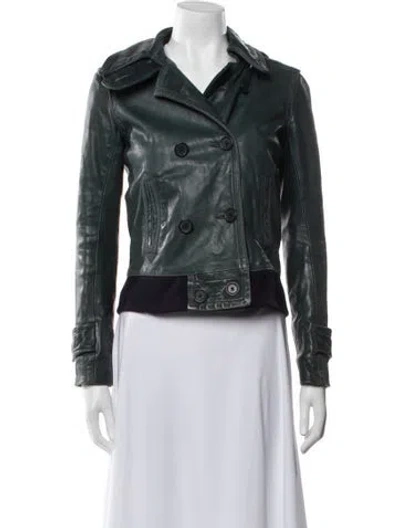 Pre-owned R13 Leather Biker Jacket In Green