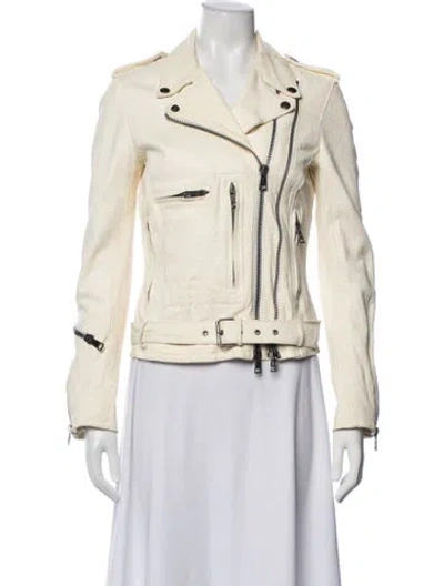 Pre-owned R13 Leather Biker Jacket In Neutral
