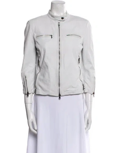 Pre-owned R13 Leather Biker Jacket In White