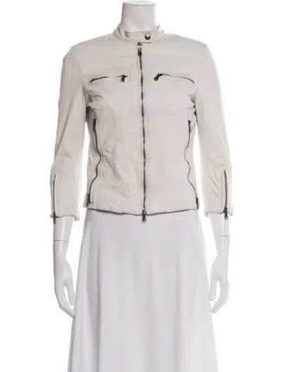Pre-owned R13 Leather Biker Jacket In White