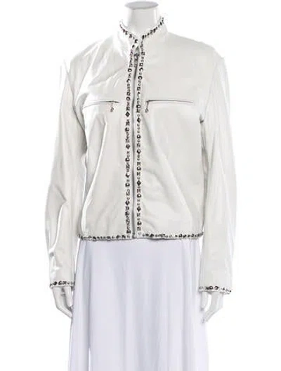 Pre-owned R13 Leather Biker Jacket In White