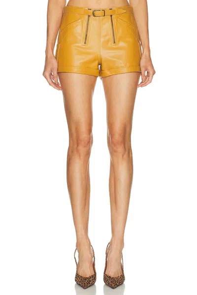 R13 Leather Biker Short In Yellow
