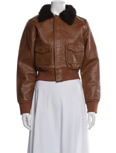 Pre-owned R13 Leather Bomber Jacket In Brown