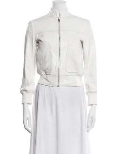 Pre-owned R13 Leather Bomber Jacket In White