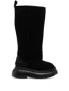 R13 Tall Chunky Genuine Shearling Lined Boot In Black