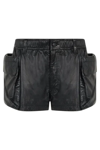 R13 R13 LEATHER CARGO CARGO SHORTS
