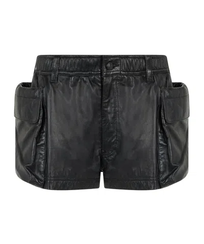 R13 R13 LEATHER CARGO SHORTS