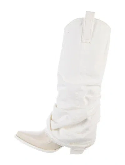 Pre-owned R13 Leather Embroidered Accent Boots In White