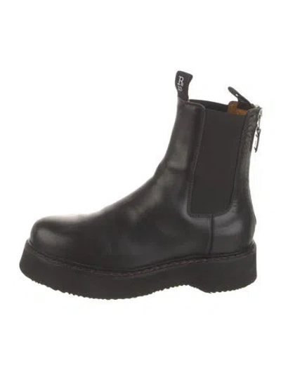 Pre-owned R13 Leather Embroidered Accent Chelsea Boots In Black