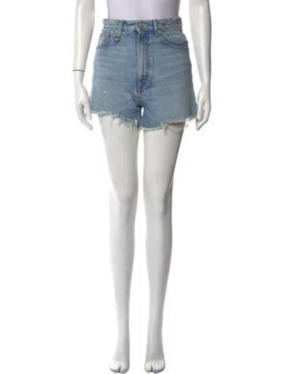 Pre-owned R13 Leather Mini Shorts In Blue