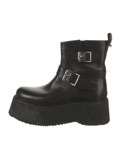 Pre-owned R13 Leather Moto Boots In Black