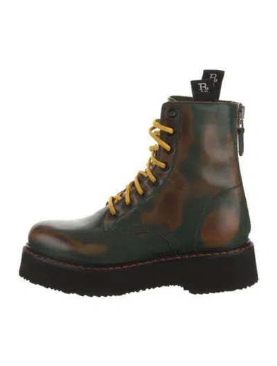 Pre-owned R13 Leather Patterned Combat Boots In Green