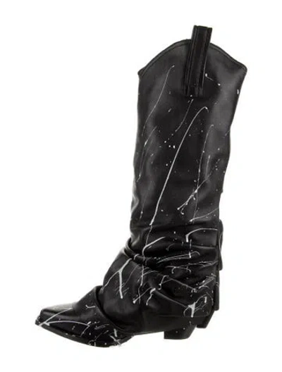 Pre-owned R13 Leather Printed Boots In Black
