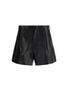 R13 Pleated Leather Shorts In Black