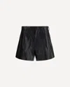 R13 Pleated Leather Shorts In Black